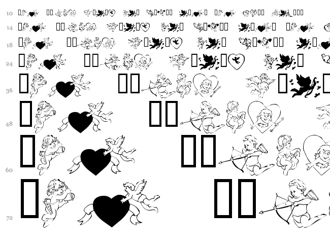 KR Cupids font waterfall